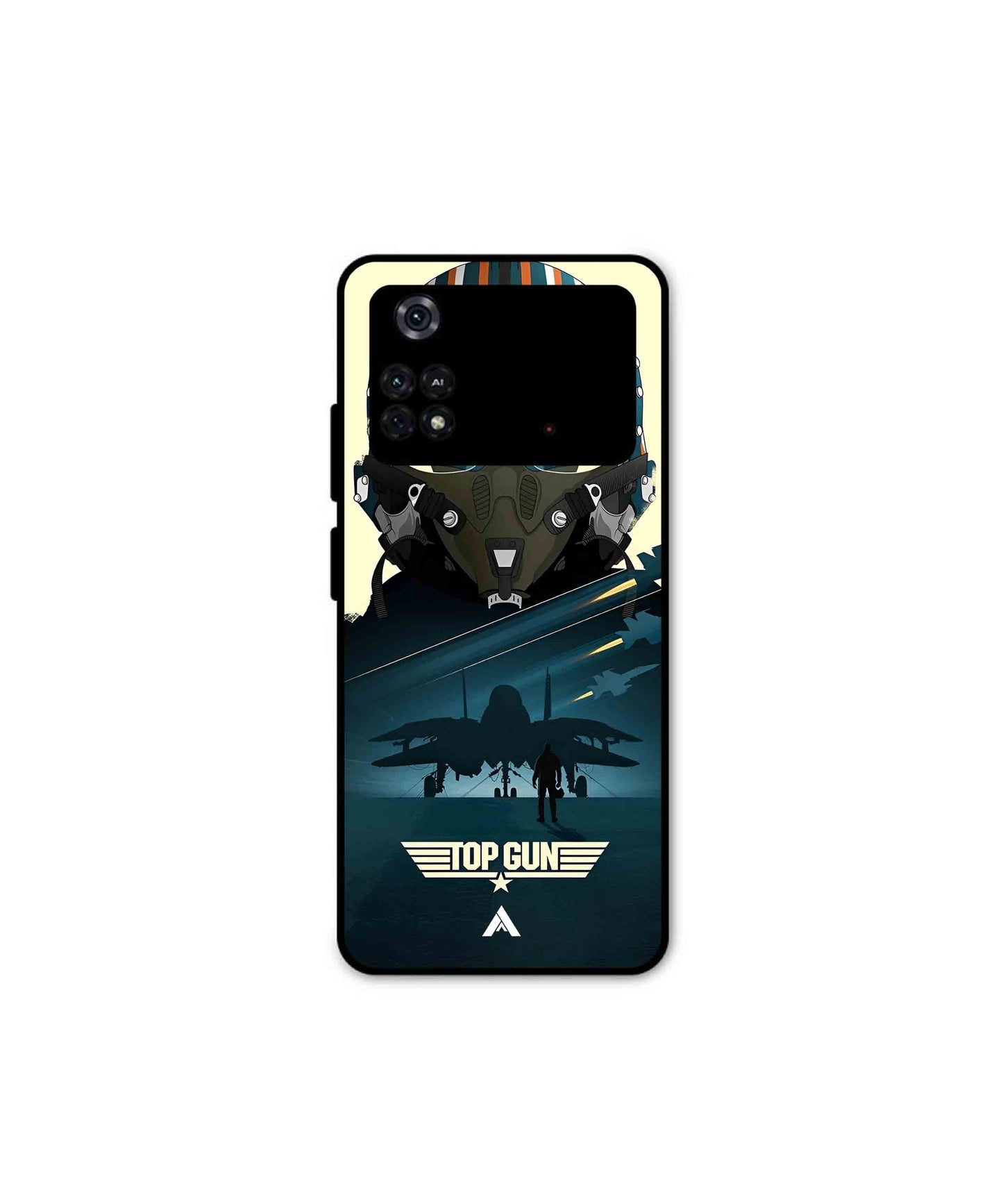 Top Gun Navy Metal Back Cover Phone Case for Poco M4 Pro 4G