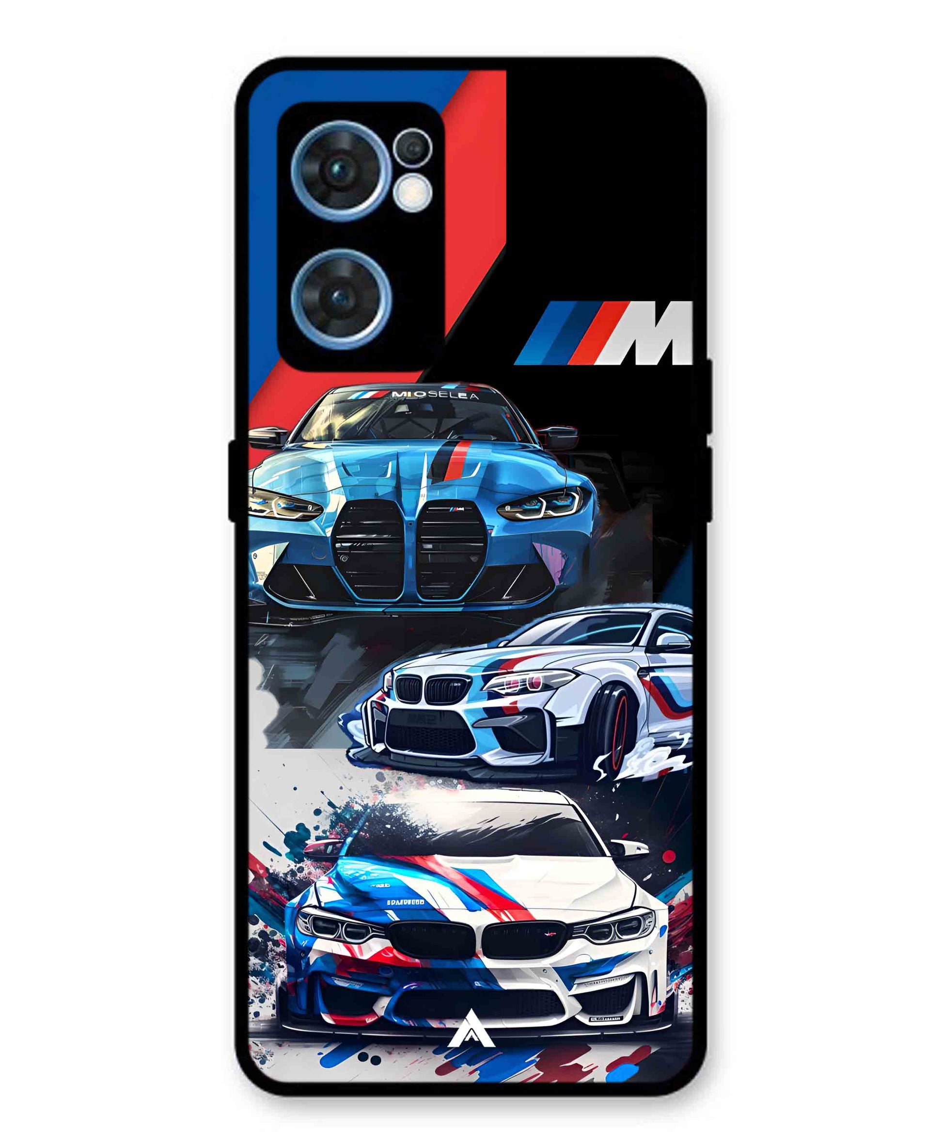 BMW 32 Car Metal Back Cover Phone Case for Oppo Reno 7 4G