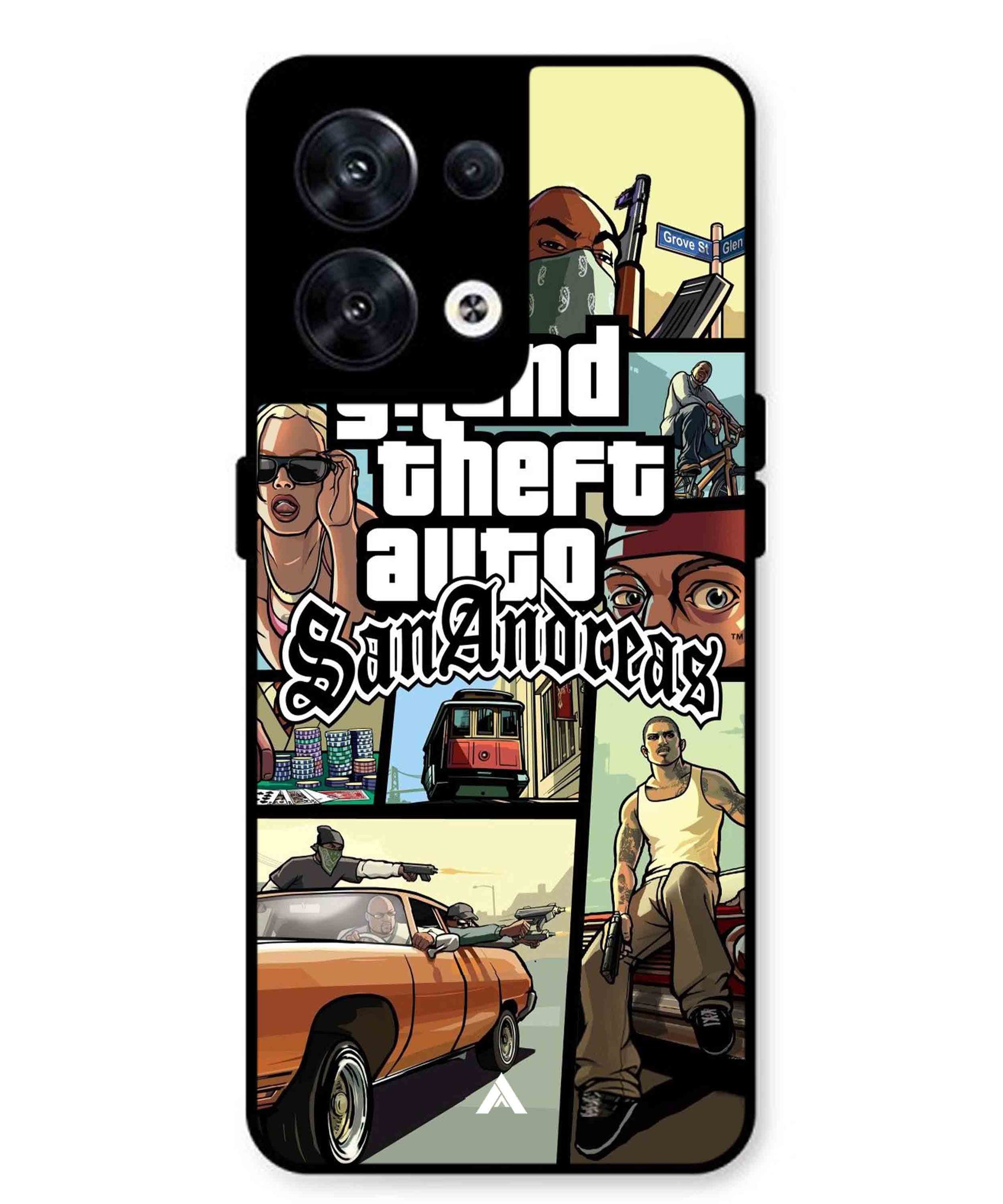 GTA San Andreas Game Metal Back Cover Phone Case for Oppo Reno 10 Pro