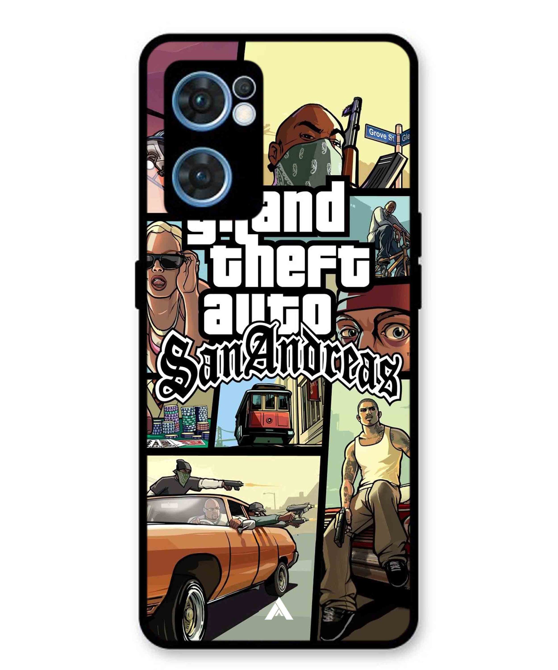 GTA San Andreas Game Metal Back Cover Phone Case for Oppo Reno 7 4G