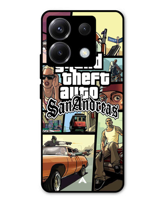 GTA San Andreas Game Metal Back Cover Phone Case for Poco X6