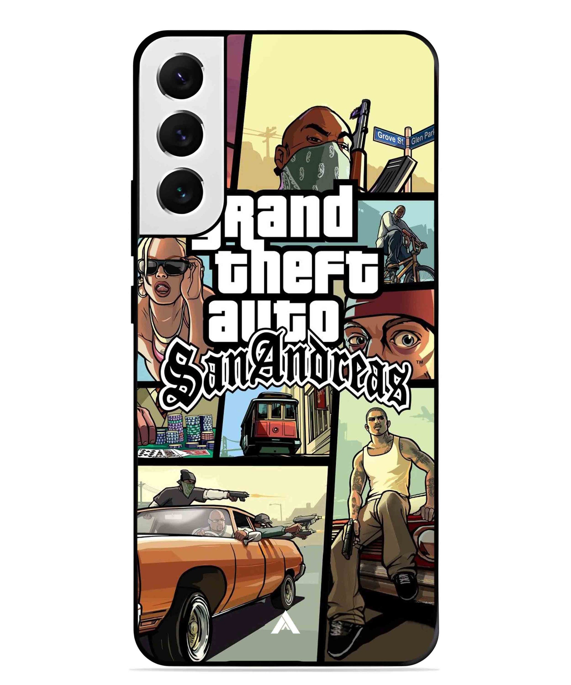 GTA San Andreas Game Metal Back Cover Phone Case for Samsung Galaxy S22