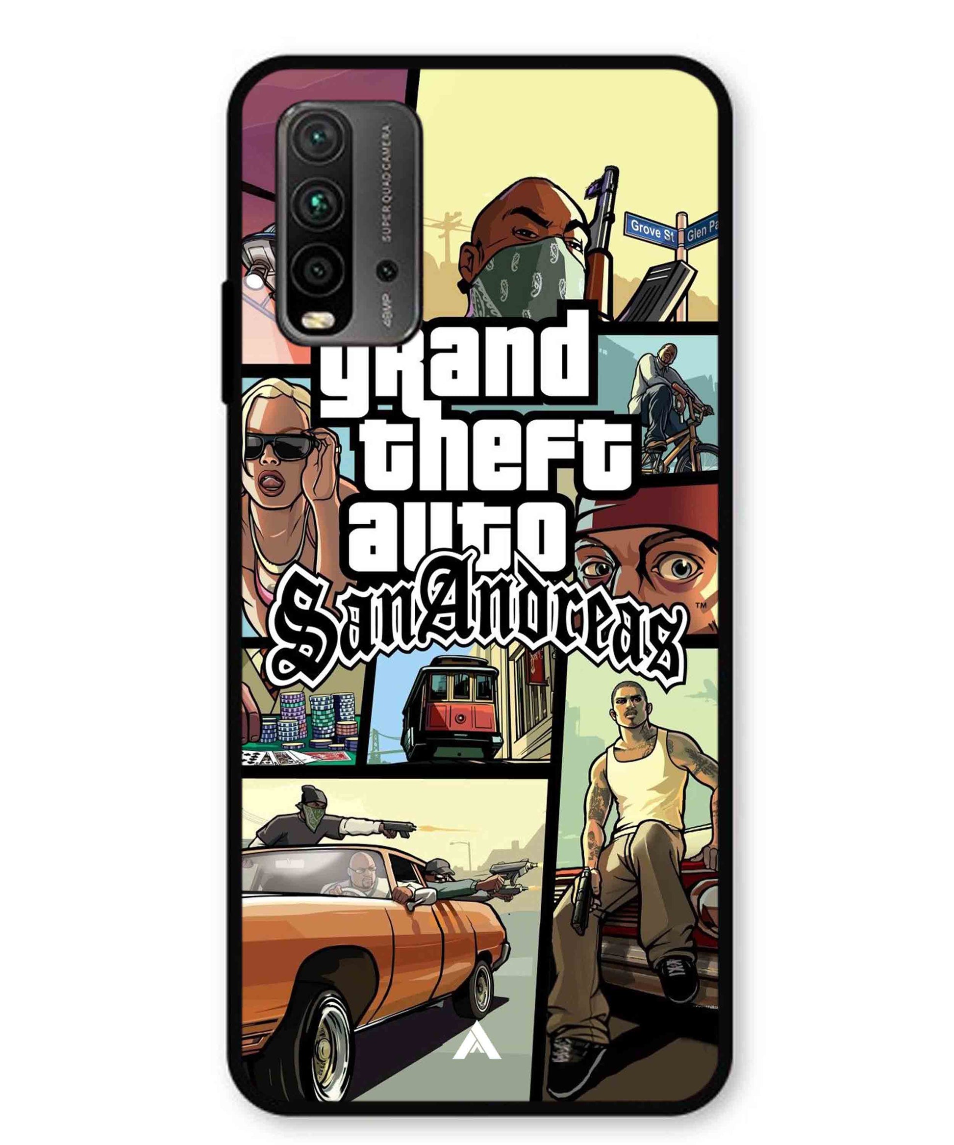 GTA San Andreas Game Metal Back Cover Phone Case for Xiaomi Redmi 9 Power