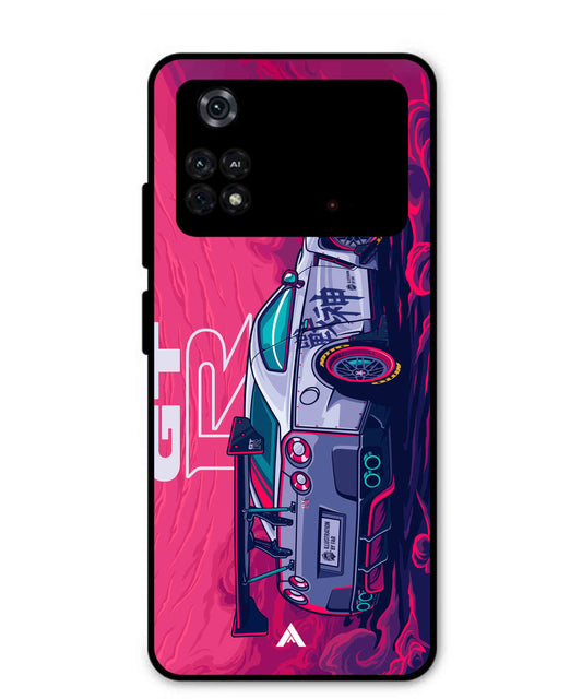 GTR Car Metal Back Cover Phone Case for Poco M4 Pro 4G