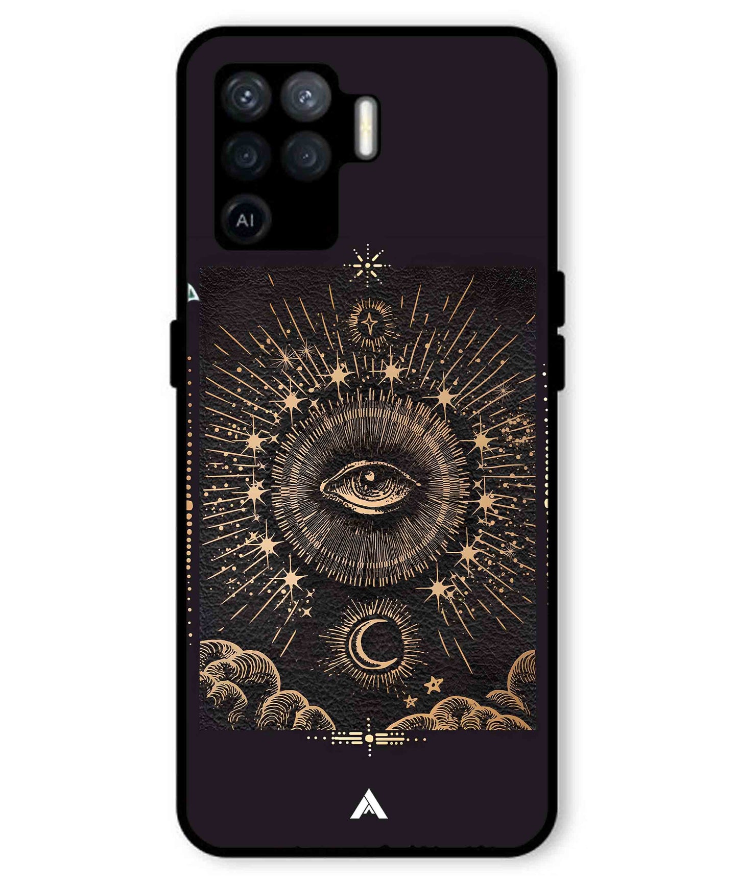 Illuminating Eye Metal Back Cover Phone Case for Oppo F19 Pro