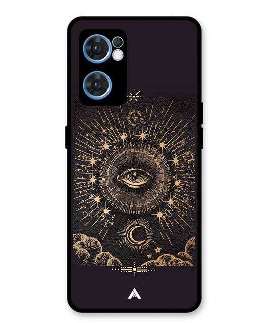 Illuminating Eye Metal Back Cover Phone Case for Oppo F21 Pro 4G