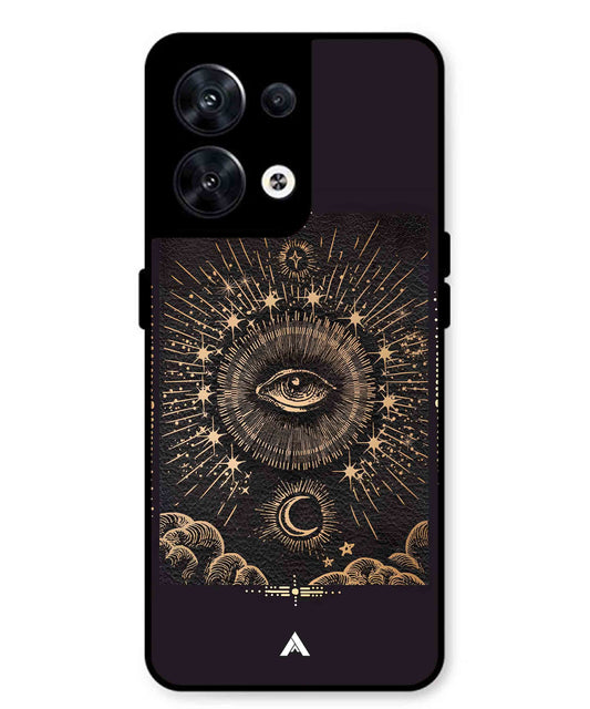 Illuminating Eye Metal Back Cover Phone Case for Oppo Reno 10 Pro