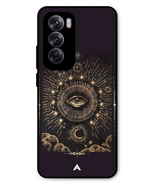 Illuminating Eye Metal Back Cover Phone Case for Oppo Reno 12 Pro