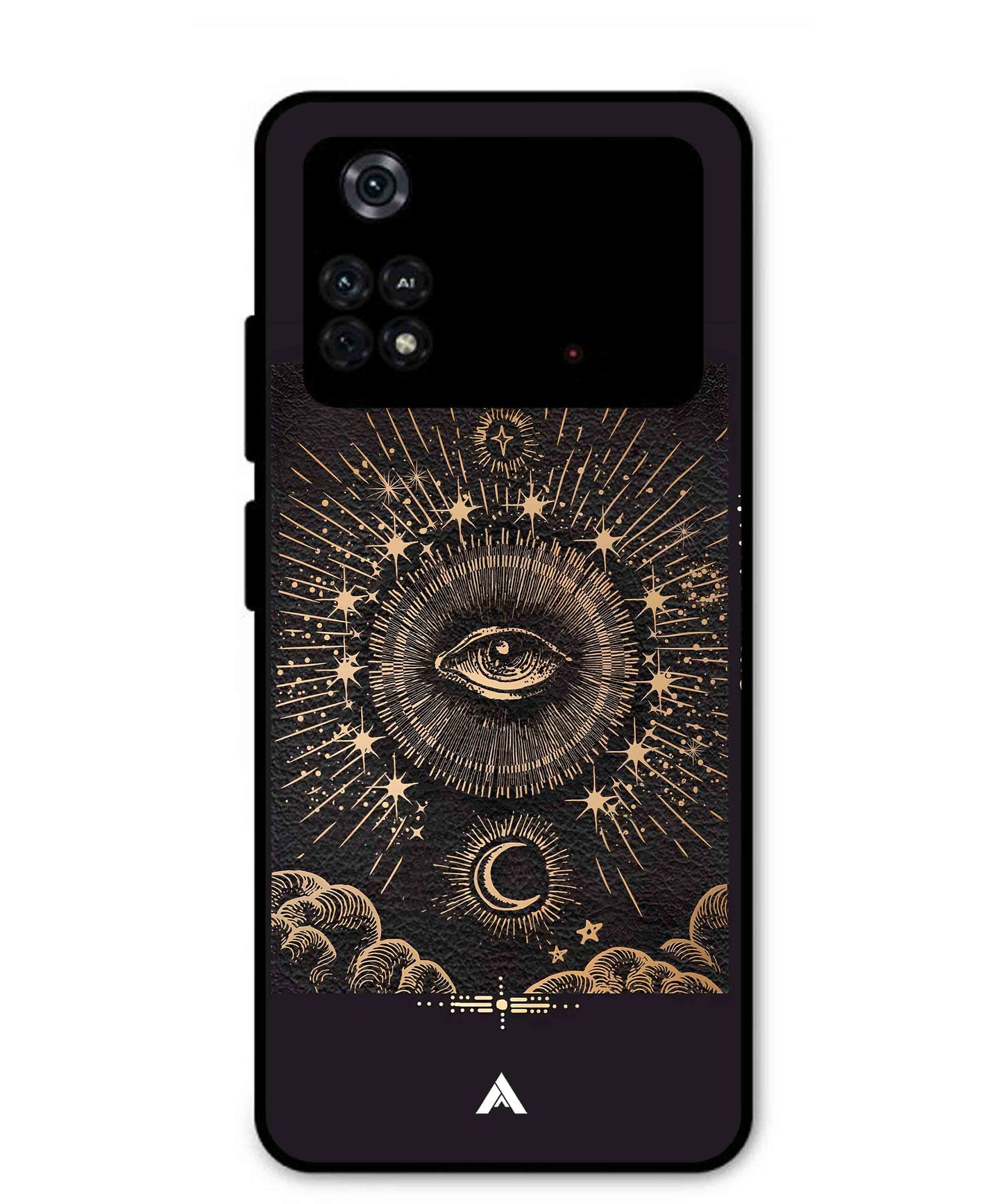 Illuminating Eye Metal Back Cover Phone Case for Poco M4 Pro 4G