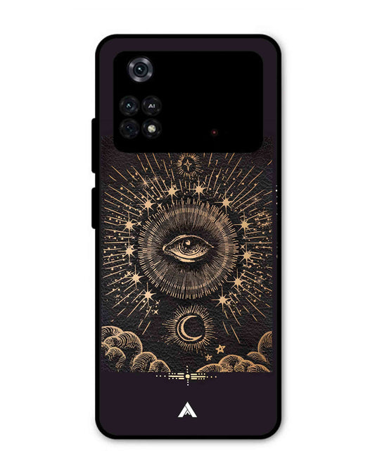 Illuminating Eye Metal Back Cover Phone Case for Poco M4 Pro 4G