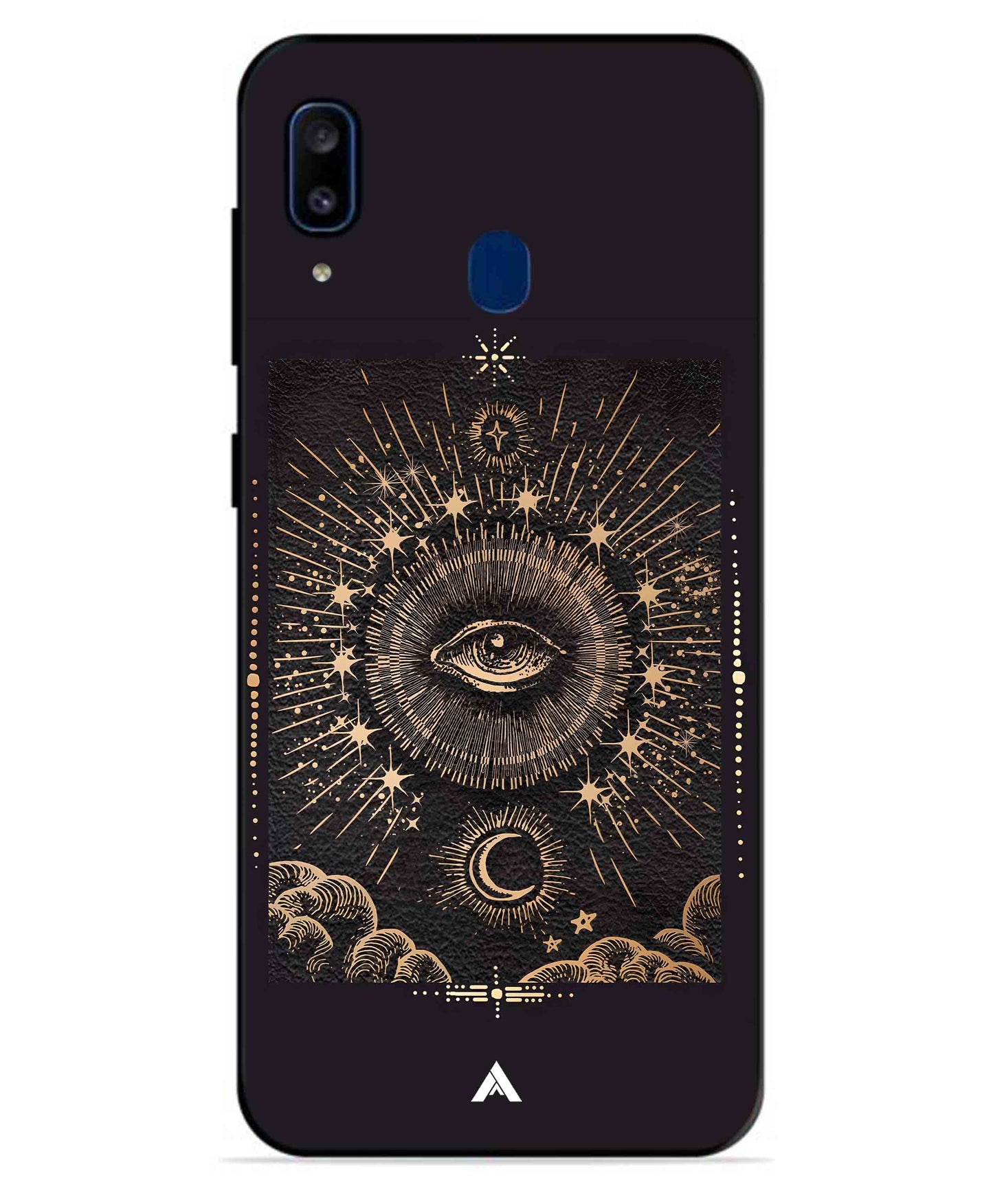 Illuminating Eye Metal Back Cover Phone Case for Samsung Galaxy A20