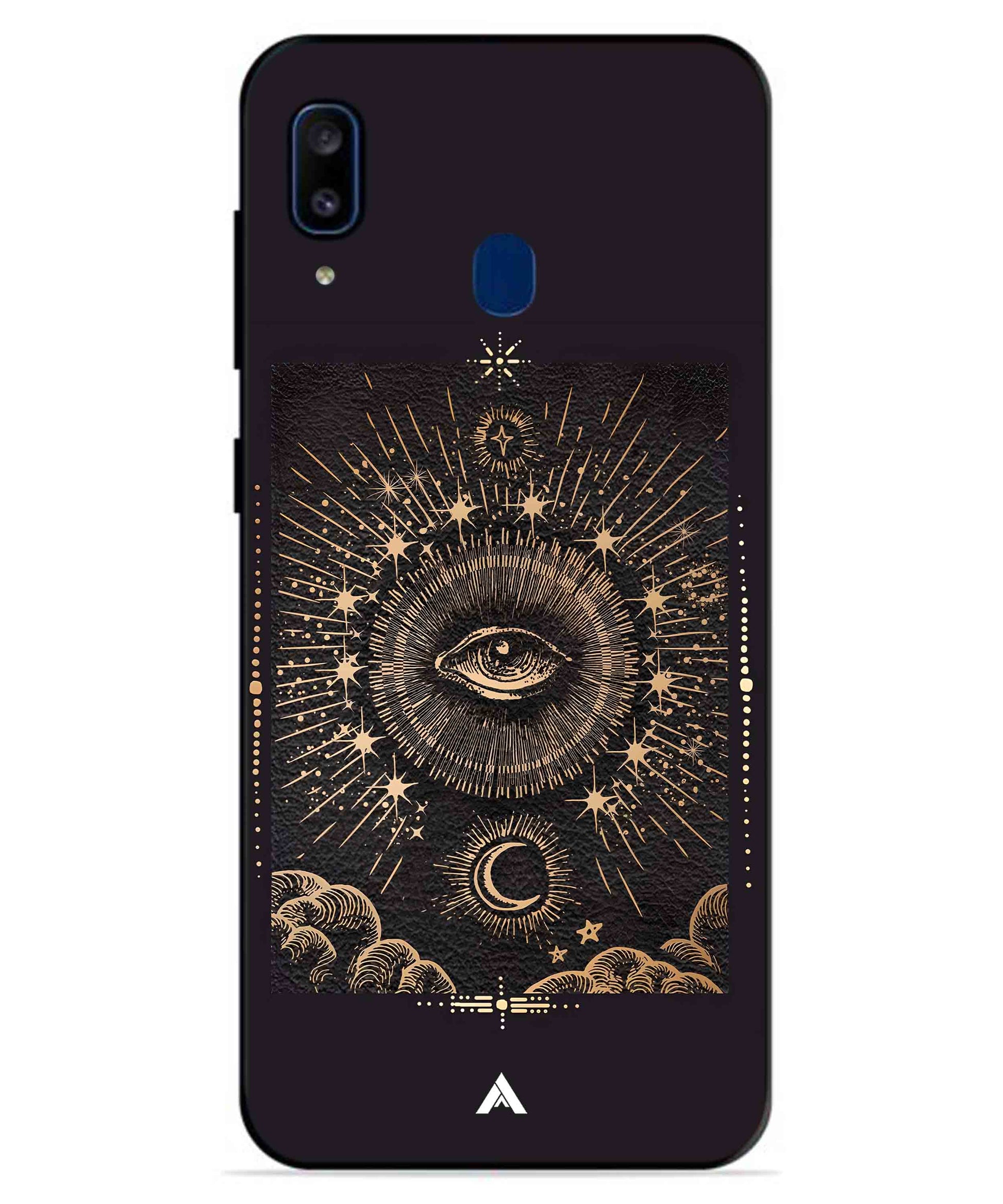 Illuminating Eye Metal Back Cover Phone Case for Samsung Galaxy A20