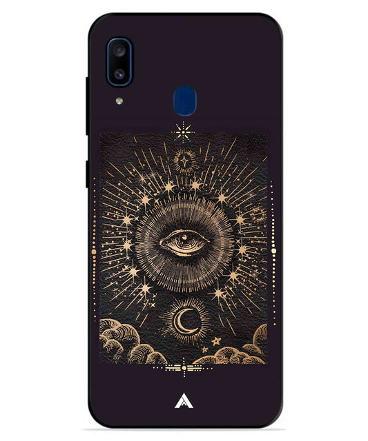 Illuminating Eye Metal Back Cover Phone Case for Samsung Galaxy A20