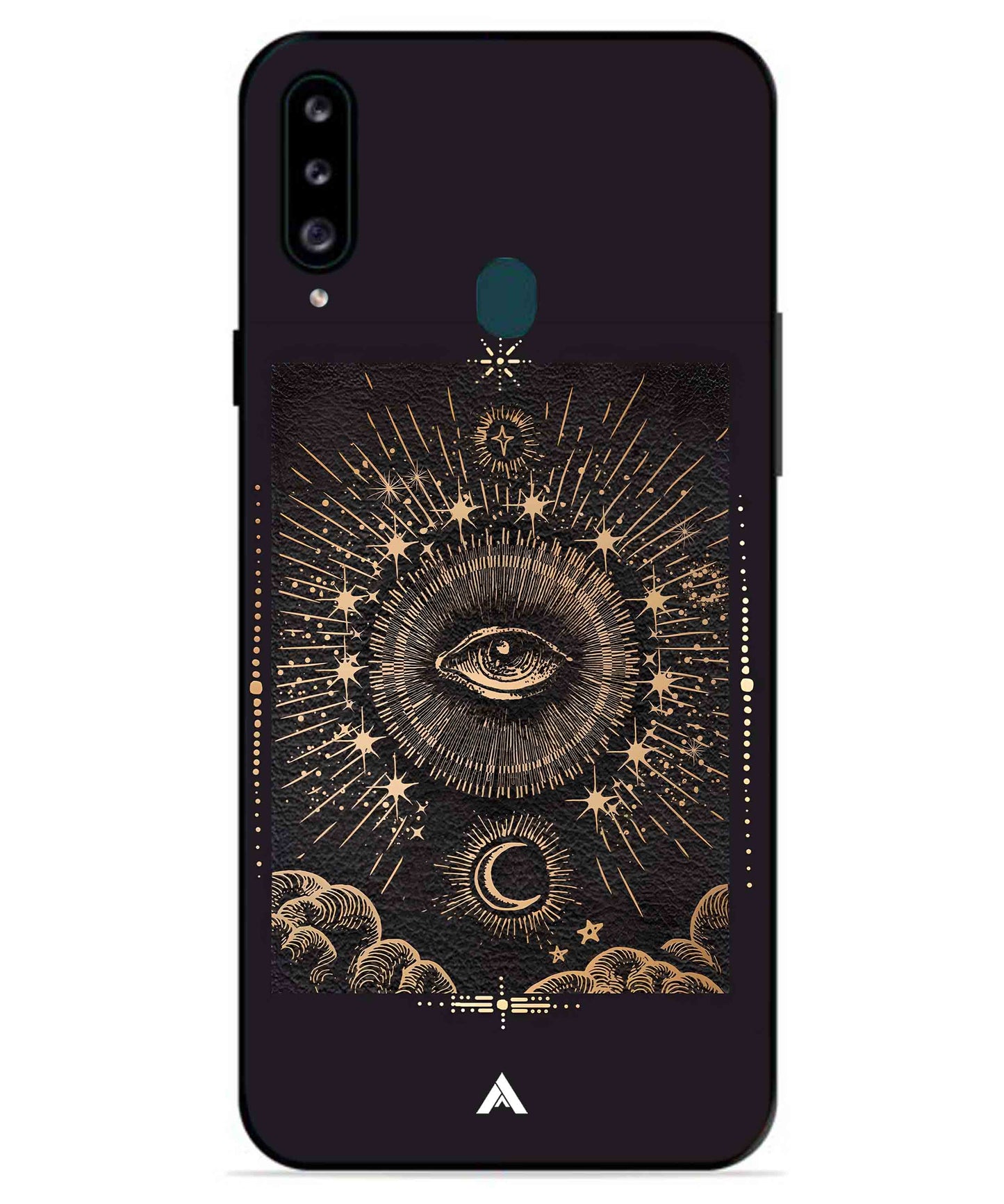 Illuminating Eye Metal Back Cover Phone Case for Samsung Galaxy A20s