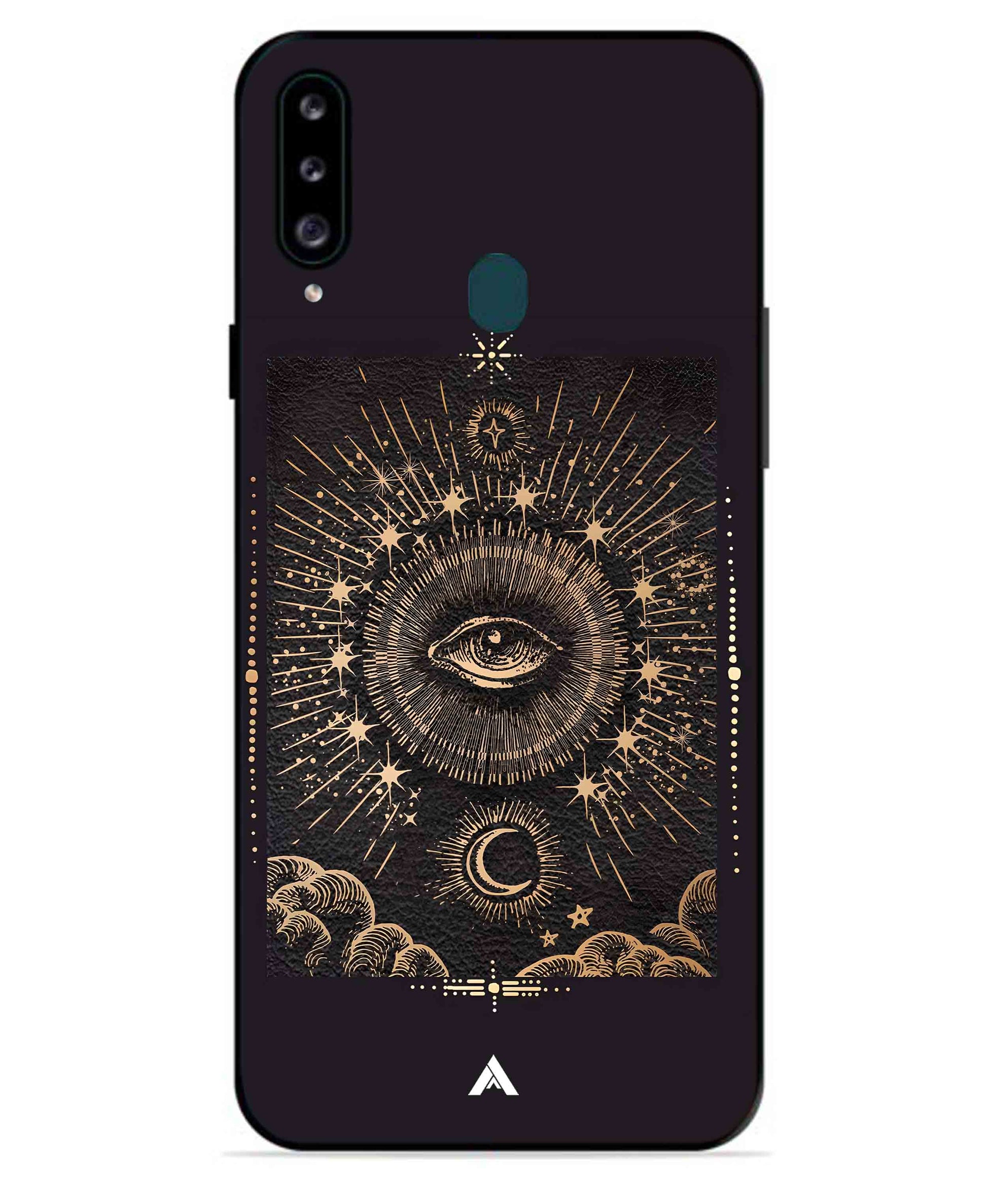 Illuminating Eye Metal Back Cover Phone Case for Samsung Galaxy A20s