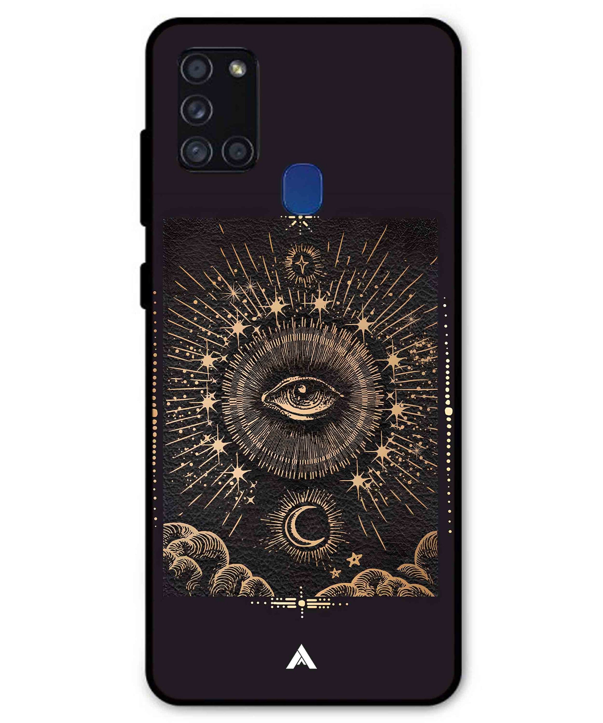 Illuminating Eye Metal Back Cover Phone Case for Samsung Galaxy A21s