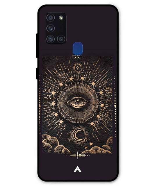Illuminating Eye Metal Back Cover Phone Case for Samsung Galaxy A21s