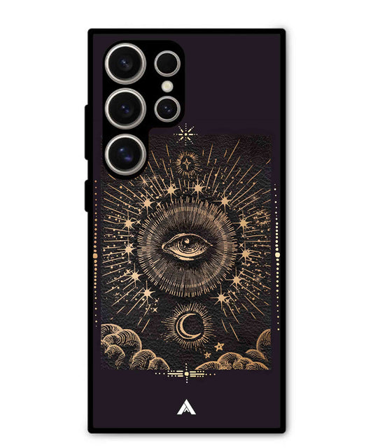 Illuminating Eye Metal Back Cover Phone Case for Samsung Galaxy S24 Ultra