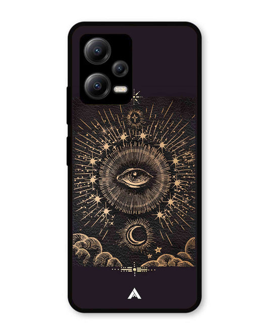 Illuminating Eye Metal Back Cover Phone Case for Xiaomi Redmi Note 12 5G