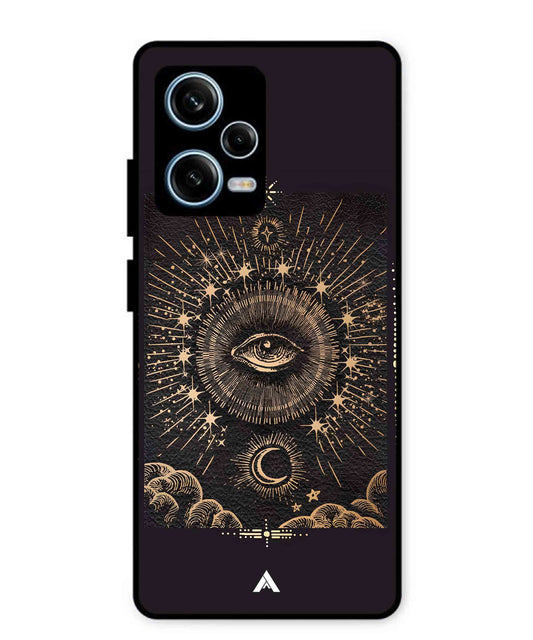 Illuminating Eye Metal Back Cover Phone Case for Xiaomi Redmi Note 12 Pro