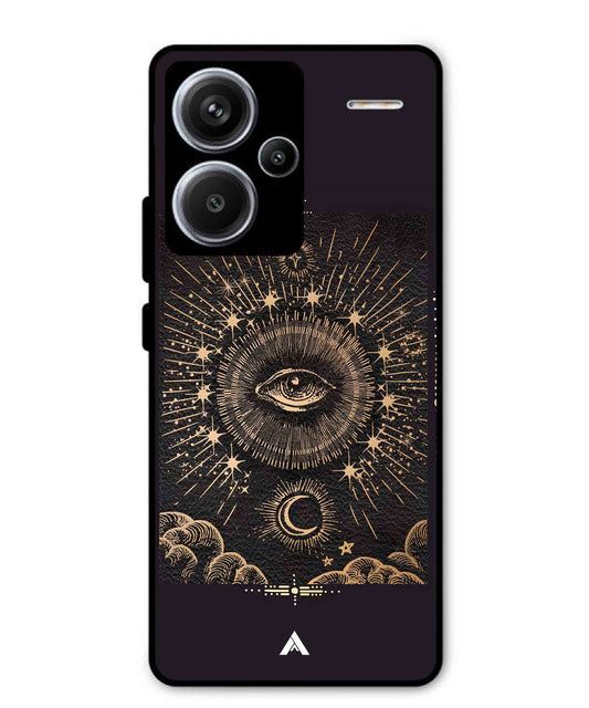Illuminating Eye Metal Back Cover Phone Case for Xiaomi Redmi Note 13 Pro Plus