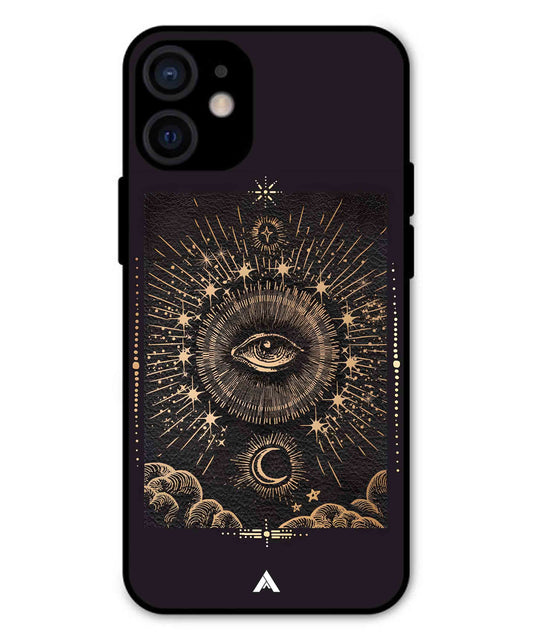 Illuminating Eye Metal Back Cover Phone Case for iPhone 13 Mini