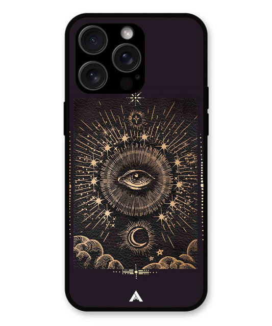 Illuminating Eye Metal Back Cover Phone Case for iPhone 14 Pro Max