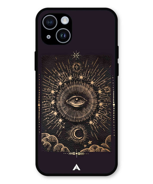Illuminating Eye Metal Back Cover Phone Case for iPhone 15 Plus