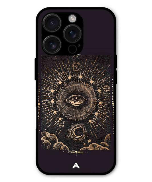 Illuminating Eye Metal Back Cover Phone Case for iPhone 15 Pro