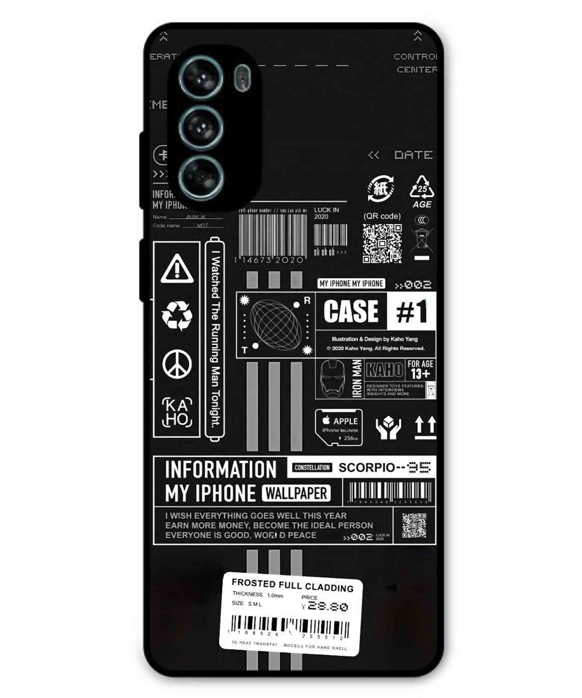InfoGraph Aesthetic Metal Back Cover Phone Case for Moto G62