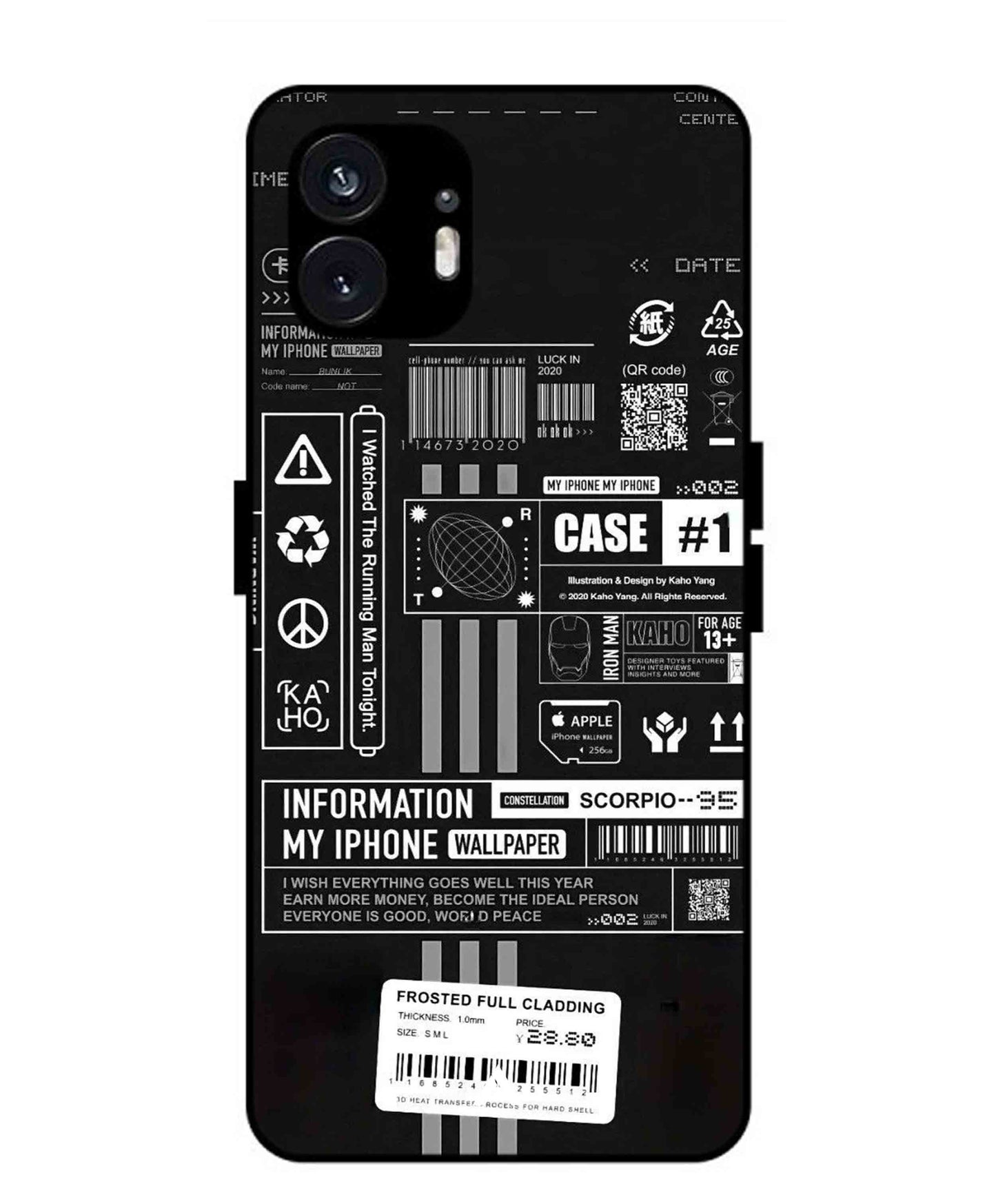 InfoGraph Aesthetic Metal Back Cover Phone Case for Nothing Phone 2a