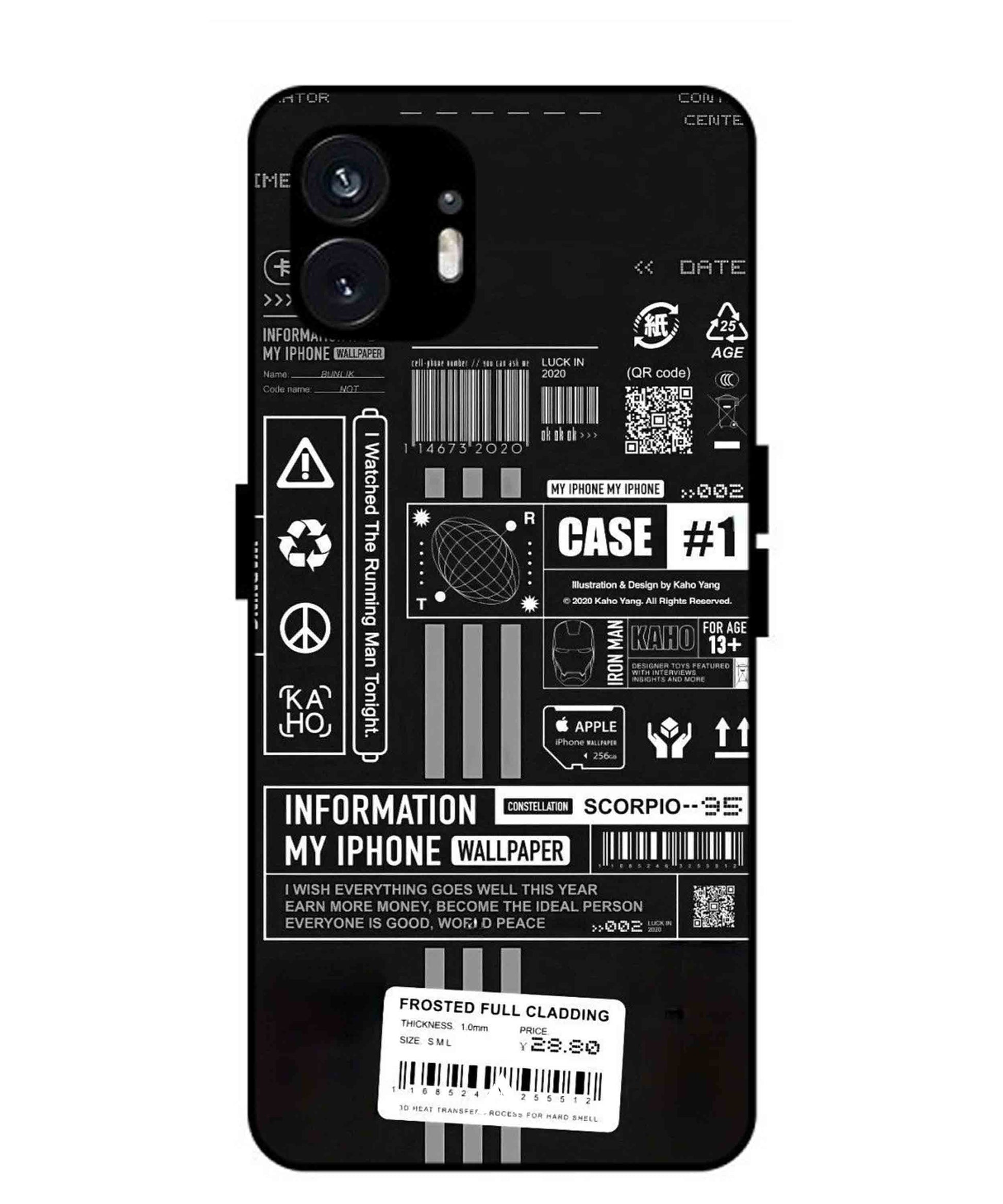InfoGraph Aesthetic Metal Back Cover Phone Case for Nothing Phone 2a