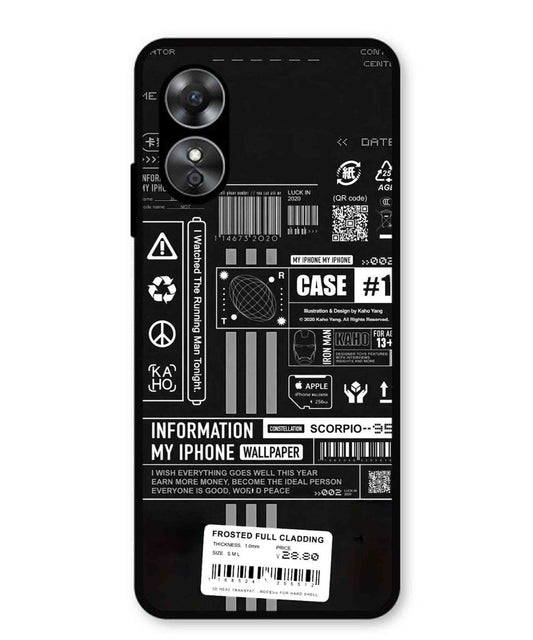 InfoGraph Aesthetic Metal Back Cover Phone Case for Oppo A17