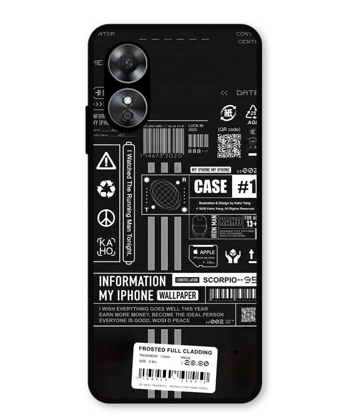 InfoGraph Aesthetic Metal Back Cover Phone Case for Oppo A17K