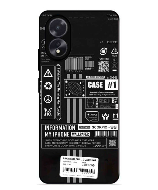 InfoGraph Aesthetic Metal Back Cover Phone Case for Oppo A18