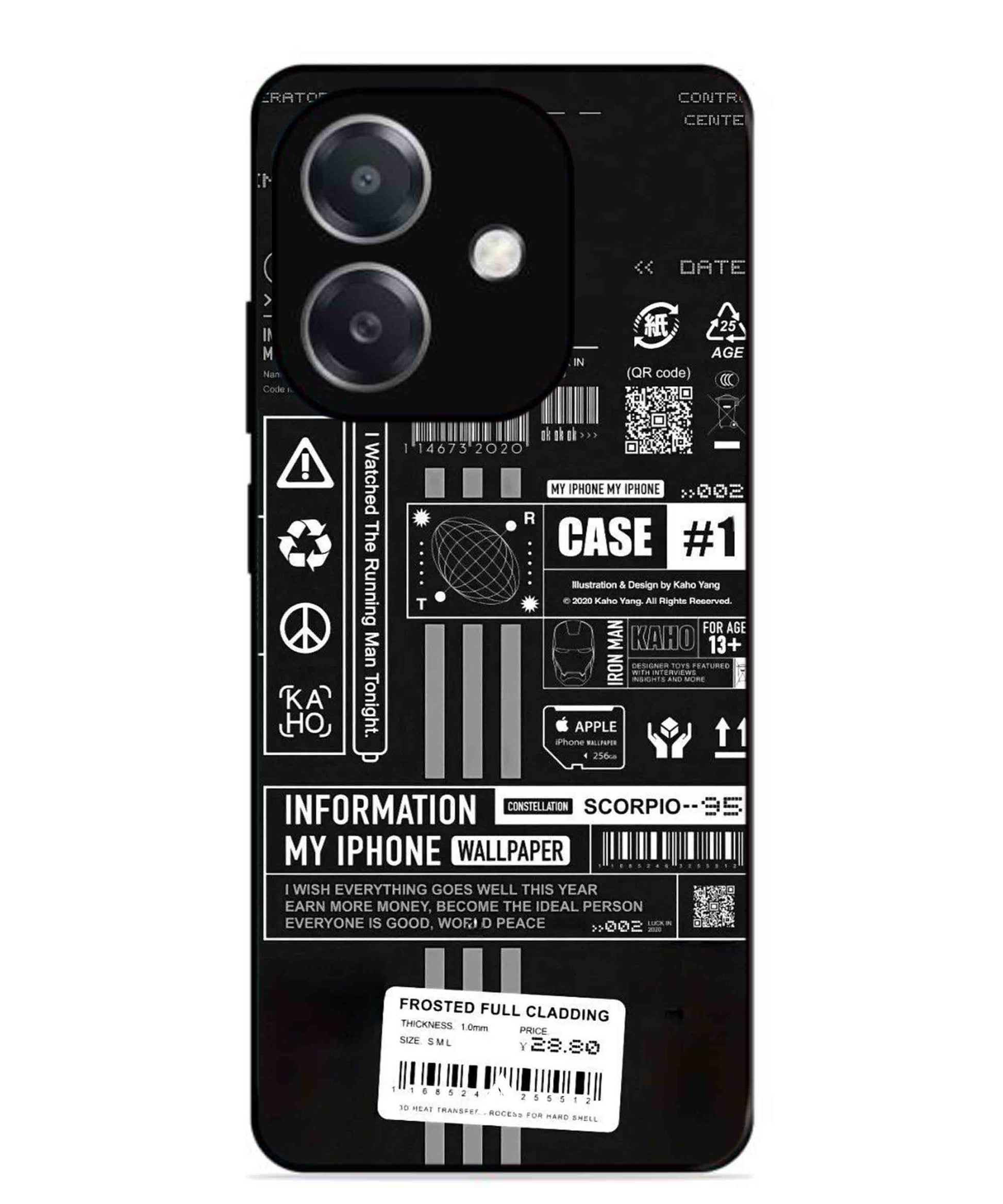 InfoGraph Aesthetic Metal Back Cover Phone Case for Oppo A3X