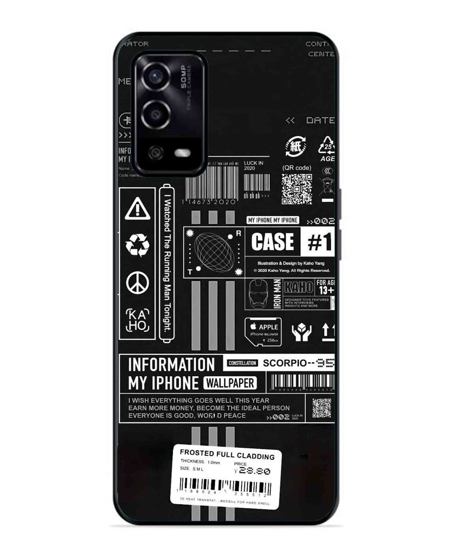 InfoGraph Aesthetic Metal Back Cover Phone Case for Oppo A53s