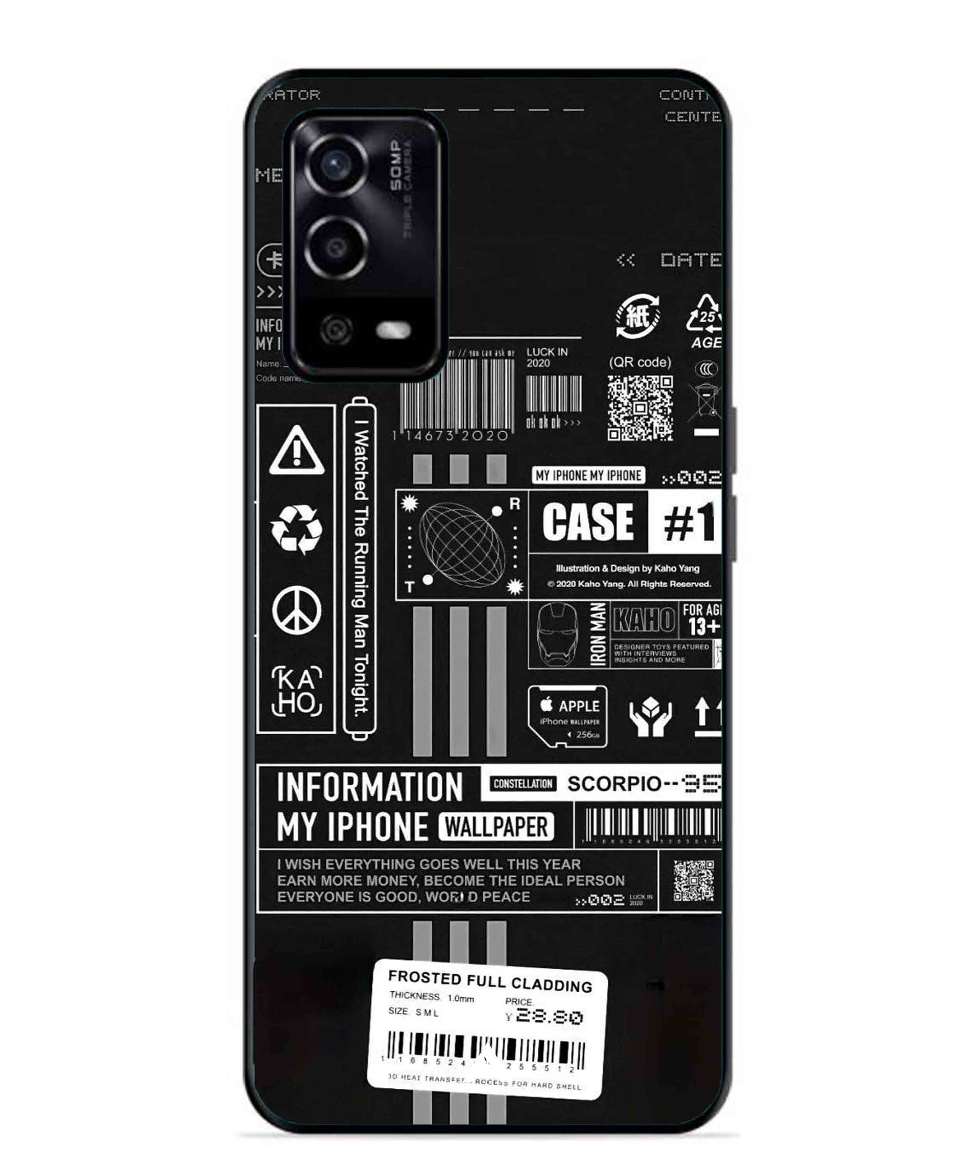 InfoGraph Aesthetic Metal Back Cover Phone Case for Oppo A53s