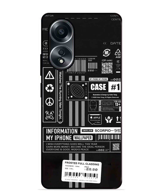 InfoGraph Aesthetic Metal Back Cover Phone Case for Oppo A58
