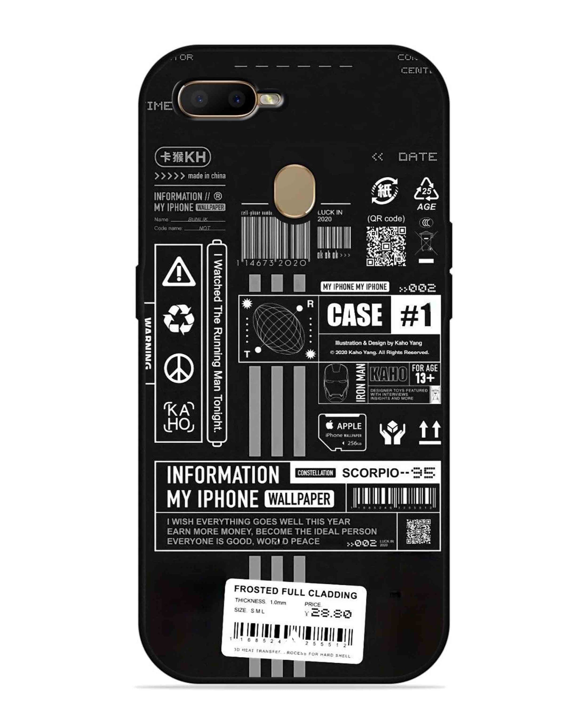 InfoGraph Aesthetic Metal Back Cover Phone Case for Oppo A5s