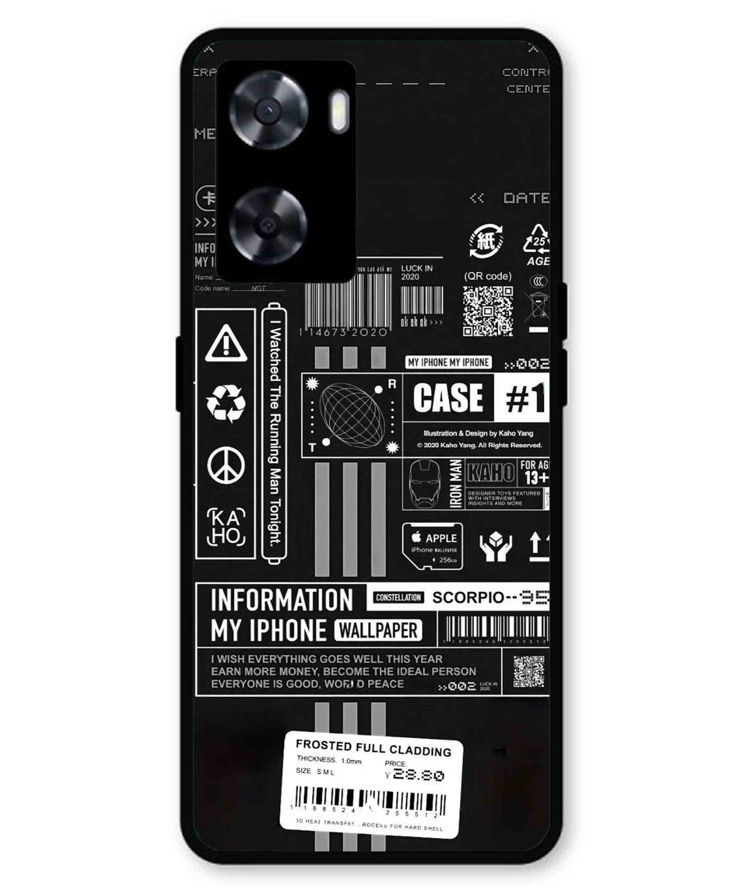 InfoGraph Aesthetic Metal Back Cover Phone Case for Oppo A77s