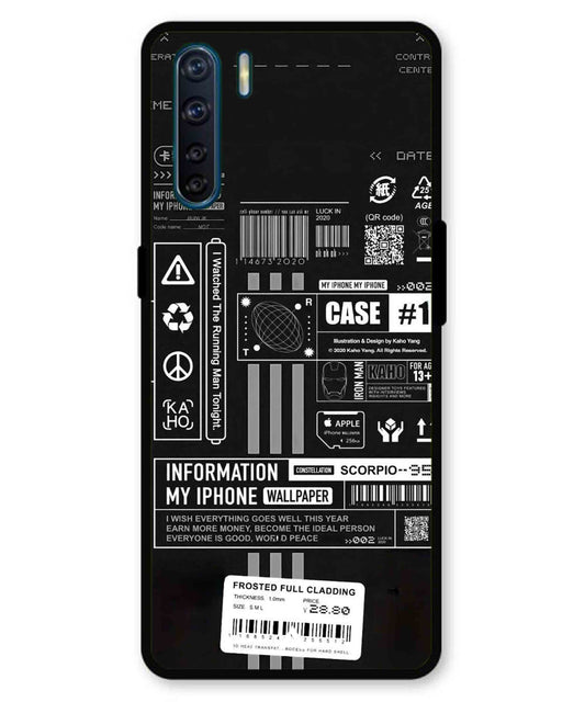 InfoGraph Aesthetic Metal Back Cover Phone Case for Oppo A91