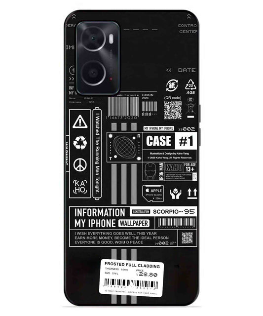 InfoGraph Aesthetic Metal Back Cover Phone Case for Oppo A96