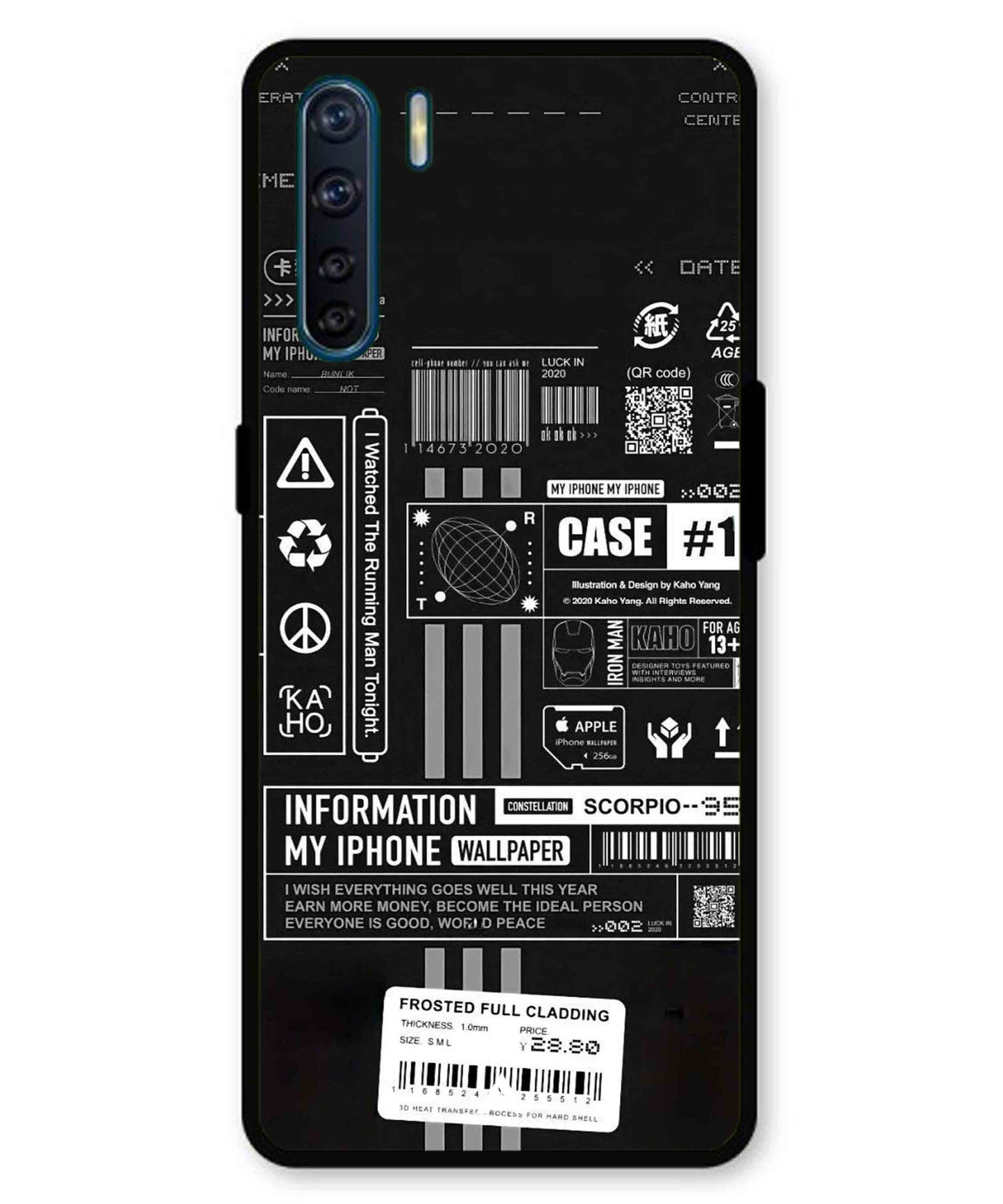 InfoGraph Aesthetic Metal Back Cover Phone Case for Oppo F15
