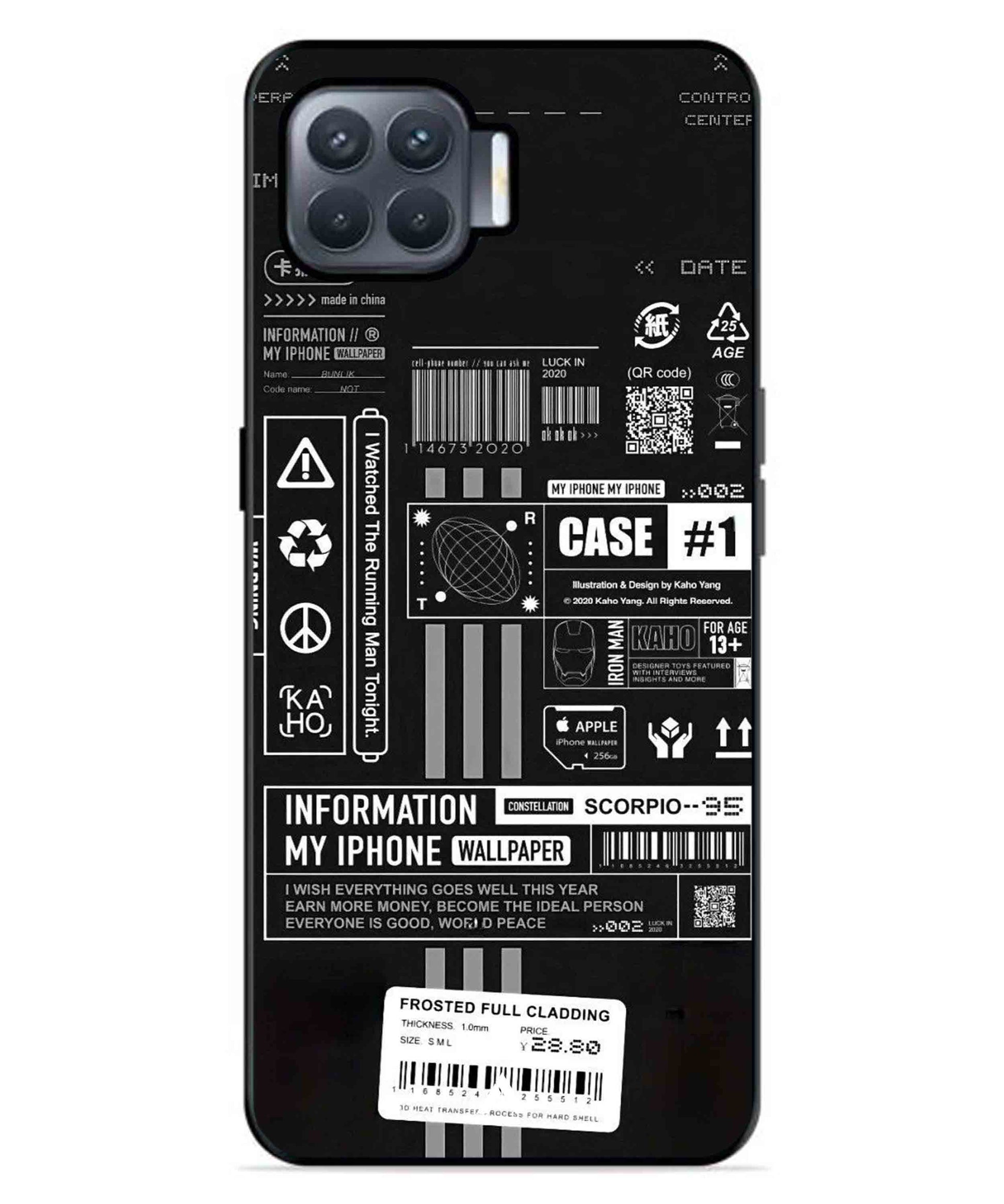 InfoGraph Aesthetic Metal Back Cover Phone Case for Oppo F17 Pro