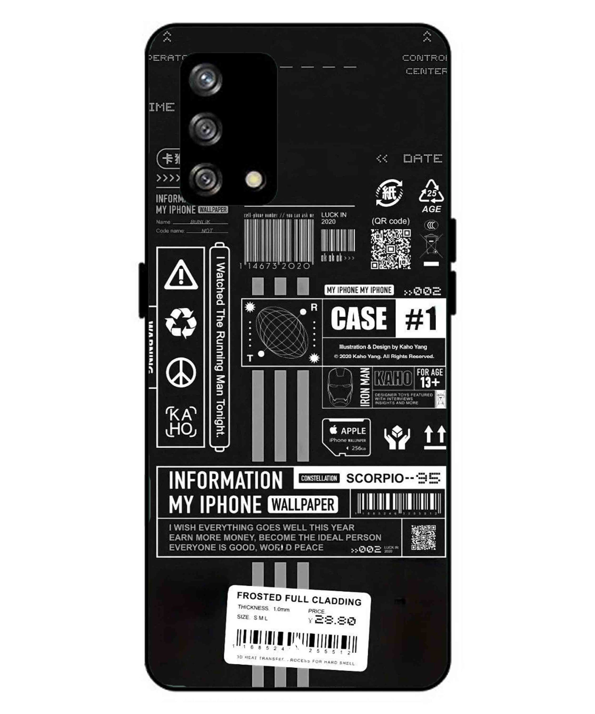 InfoGraph Aesthetic Metal Back Cover Phone Case for Oppo F19