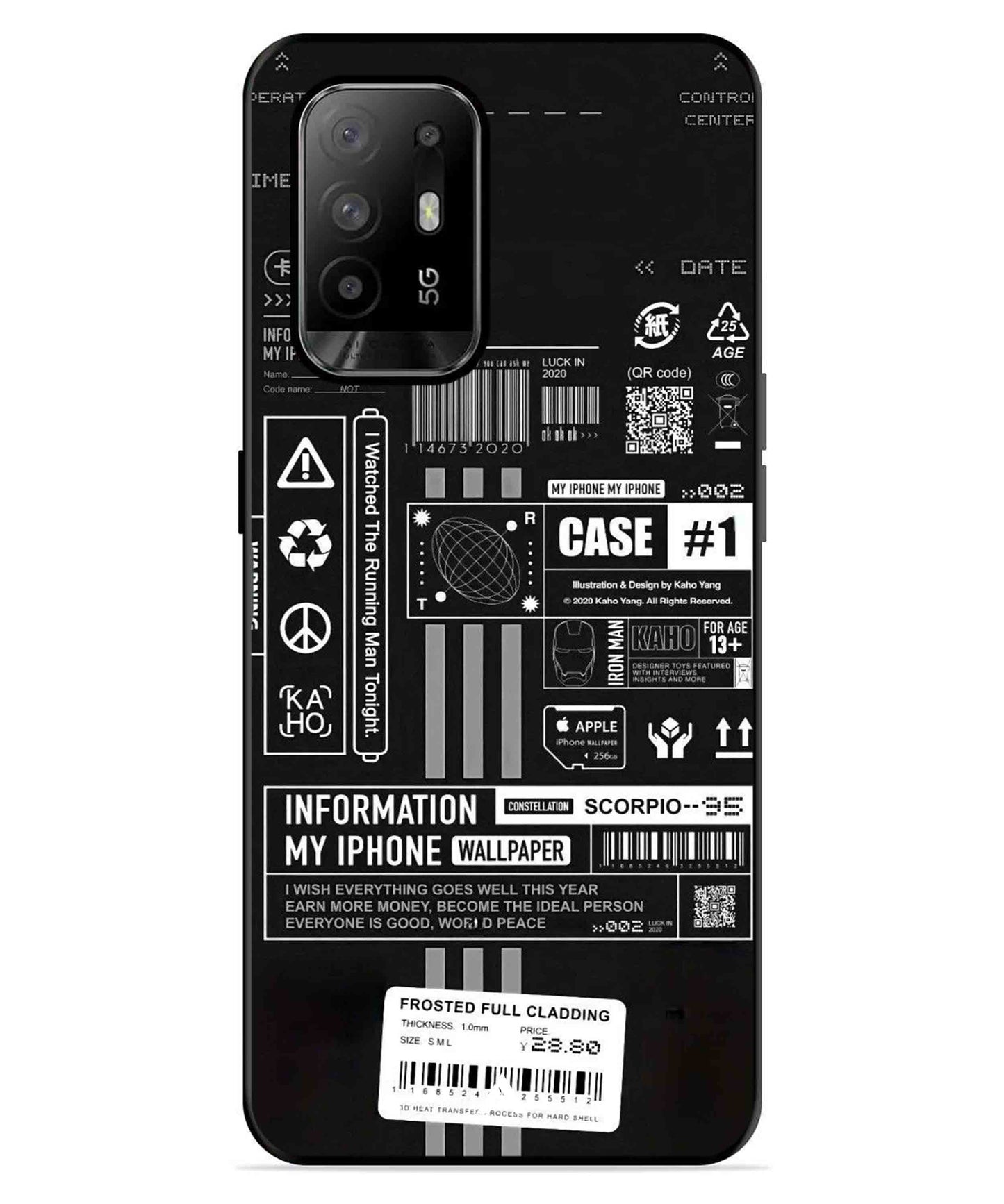 InfoGraph Aesthetic Metal Back Cover Phone Case for Oppo F19 Pro Plus
