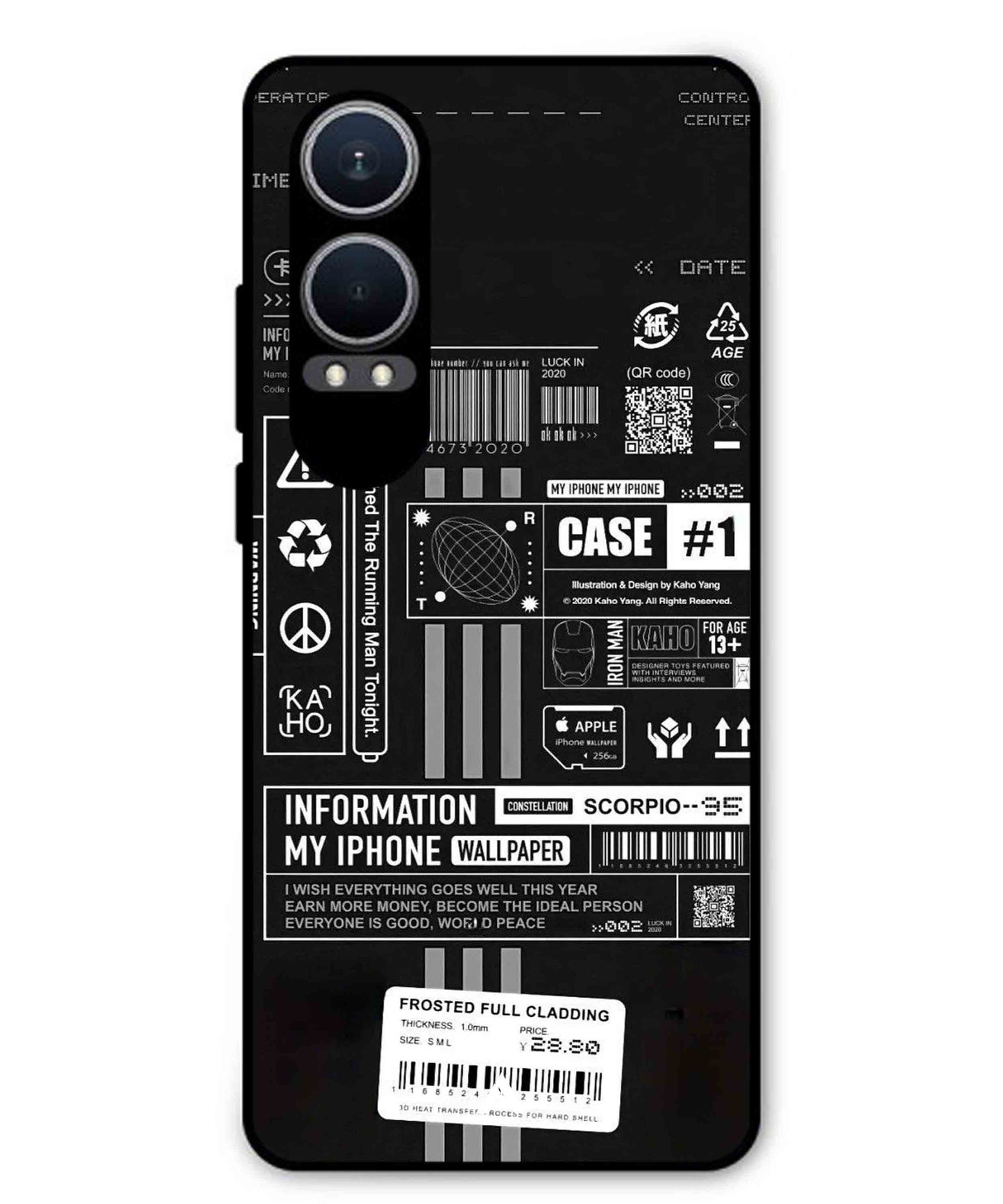 InfoGraph Aesthetic Metal Back Cover Phone Case for Oppo K12x