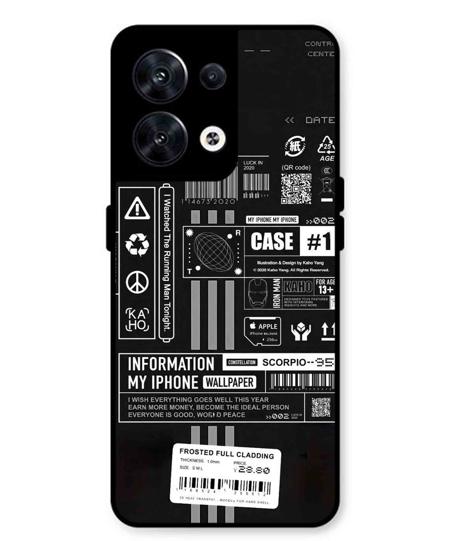InfoGraph Aesthetic Metal Back Cover Phone Case for Oppo Reno 10