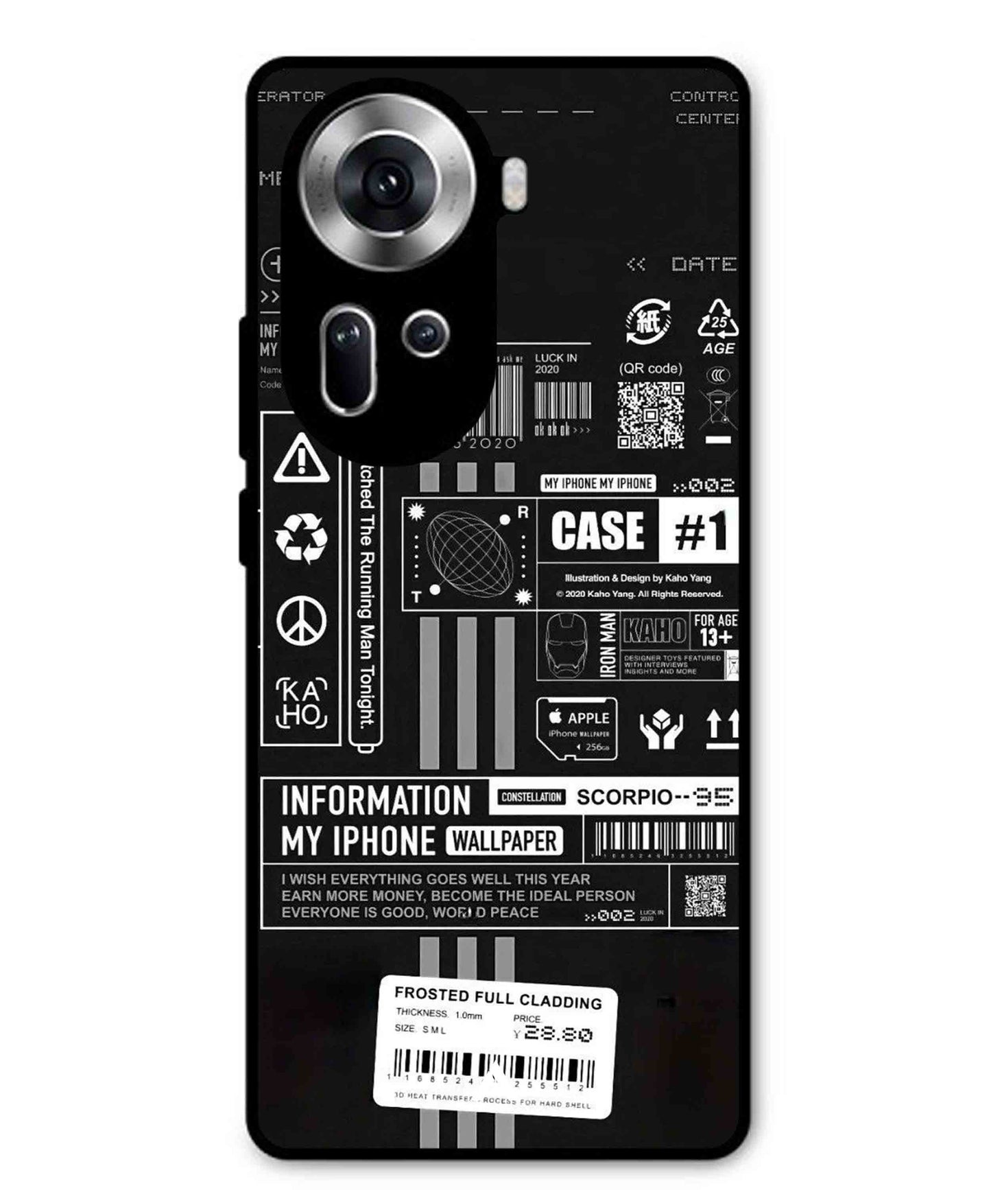 InfoGraph Aesthetic Metal Back Cover Phone Case for Oppo Reno 11